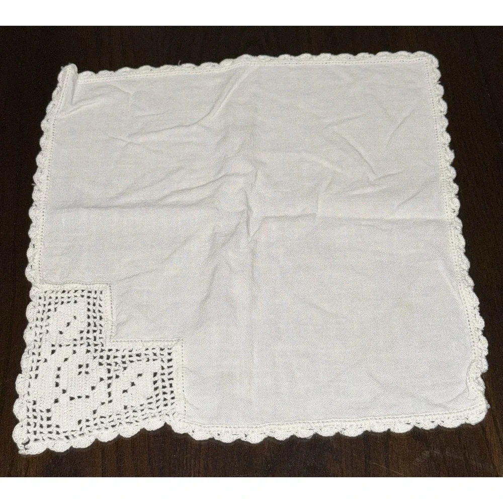 VINTAGE Hand Embroidered Napkin Handkerchief Punchwork 10